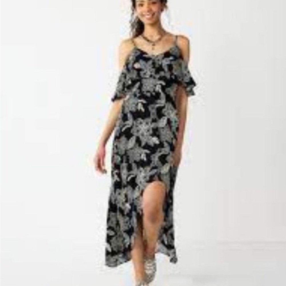Rewind Black and White Floral High Low Dress XXL NWT